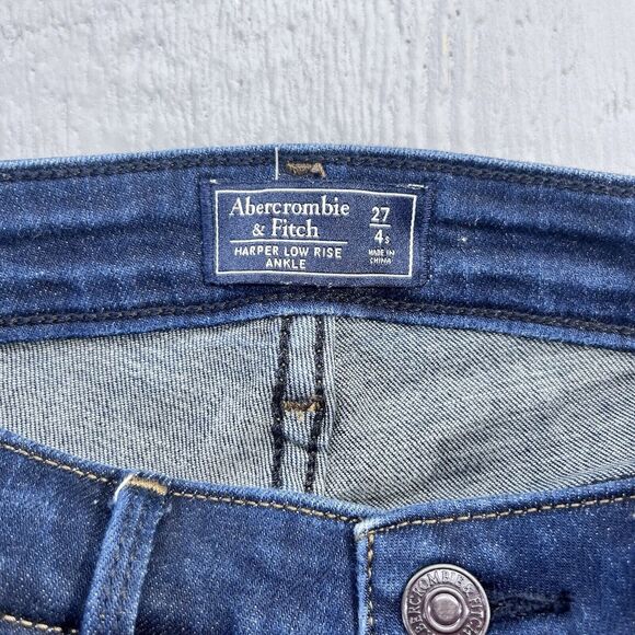 Abercrombie & Fitch Harper Jeans Size 27 Low Rise Ankle Dark Wash Women's - Picture 5 of 13